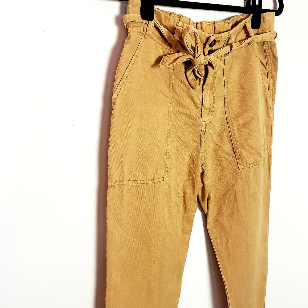 C&C California Women's Turmeric Yellow Linen Pants - Picture 3 of 5